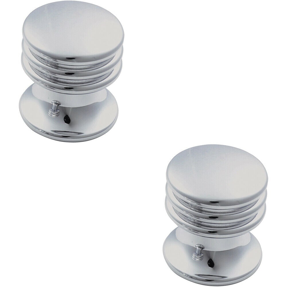 Loops 2x One Piece Textured Cupboard Door Knob 15.5mm Diameter Polished Chrome