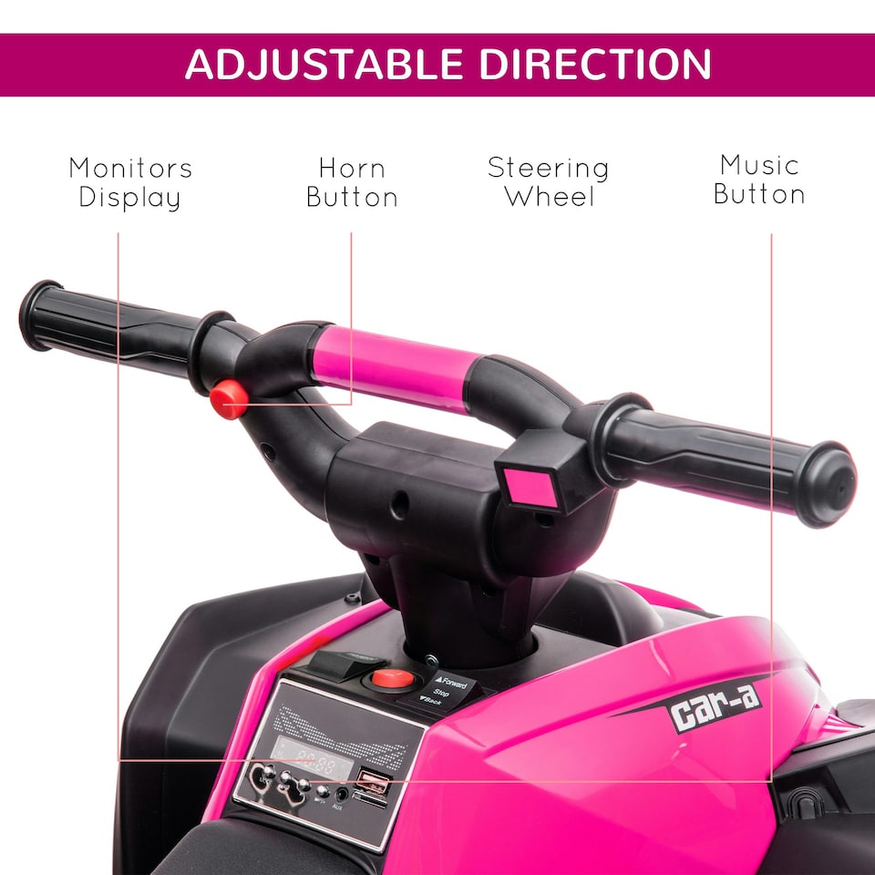 image 1 of HOMCOM 12V Electric Quad Bikes for Kids Ride On Car ATV Toy for 3-5 Years Pink