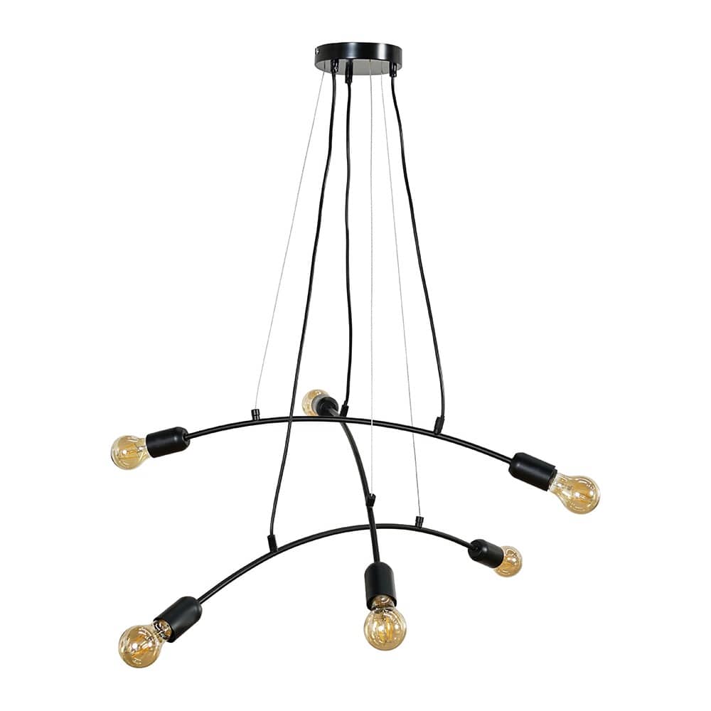 ValueLights Sandie 6 Way Black Suspended Cross Over Ceiling Light