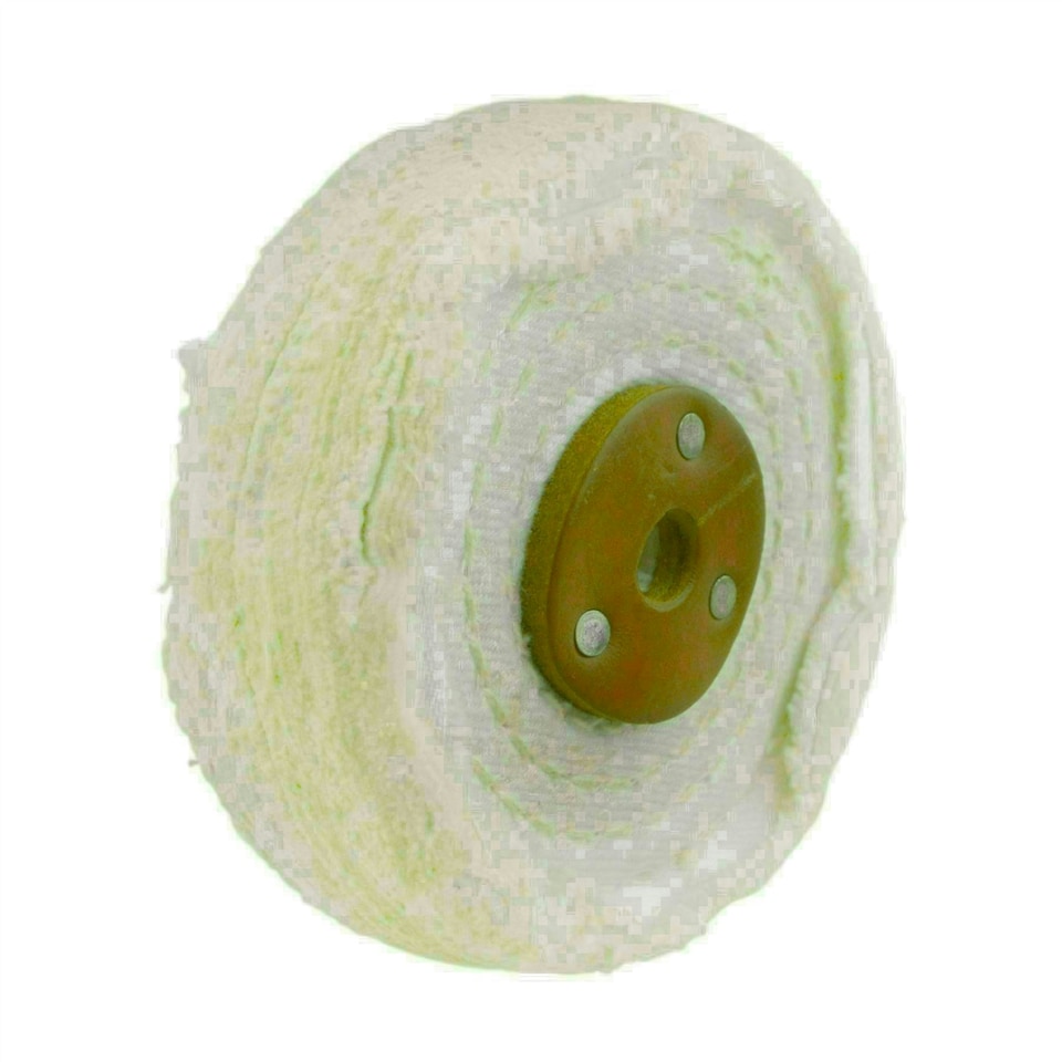 image 1 of White Close Stitched Metal Polishing Buffing Mop 4" x 1" 2 section 2nd Stage