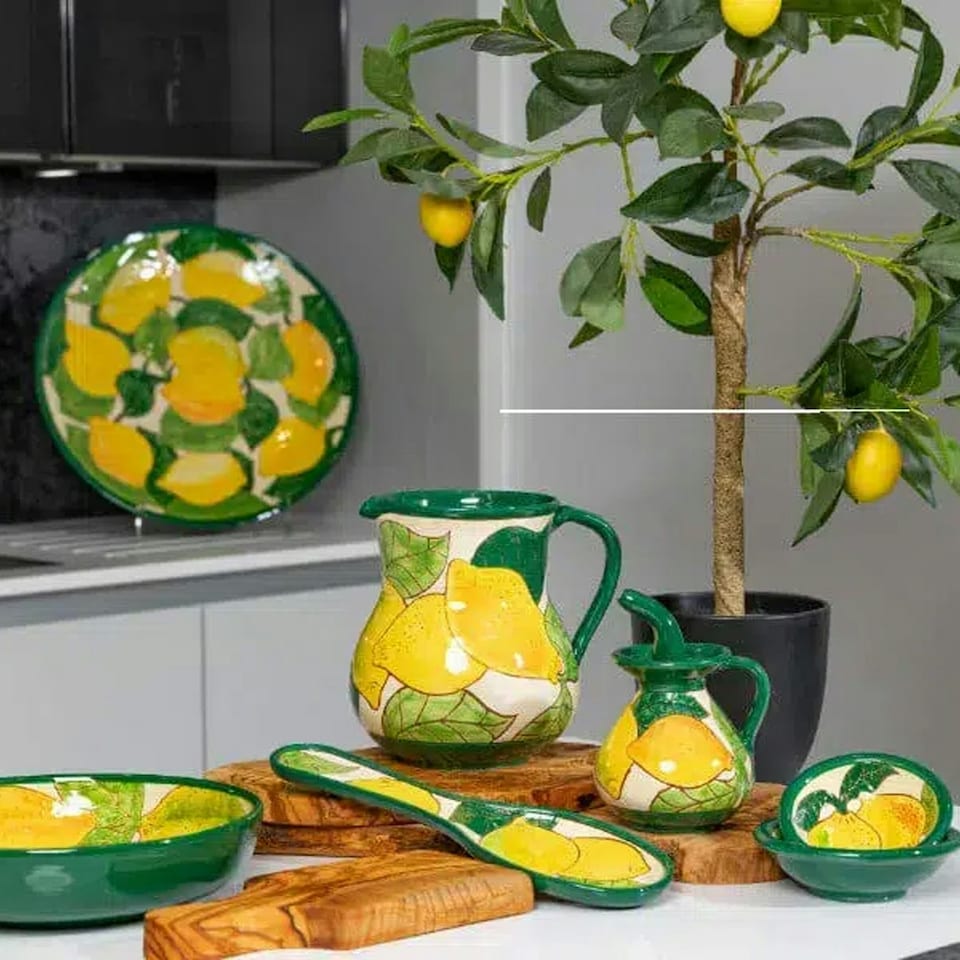image 1 of Verano Spanish Ceramics Signature Large Jug - 19cm Lemons 1.5L
