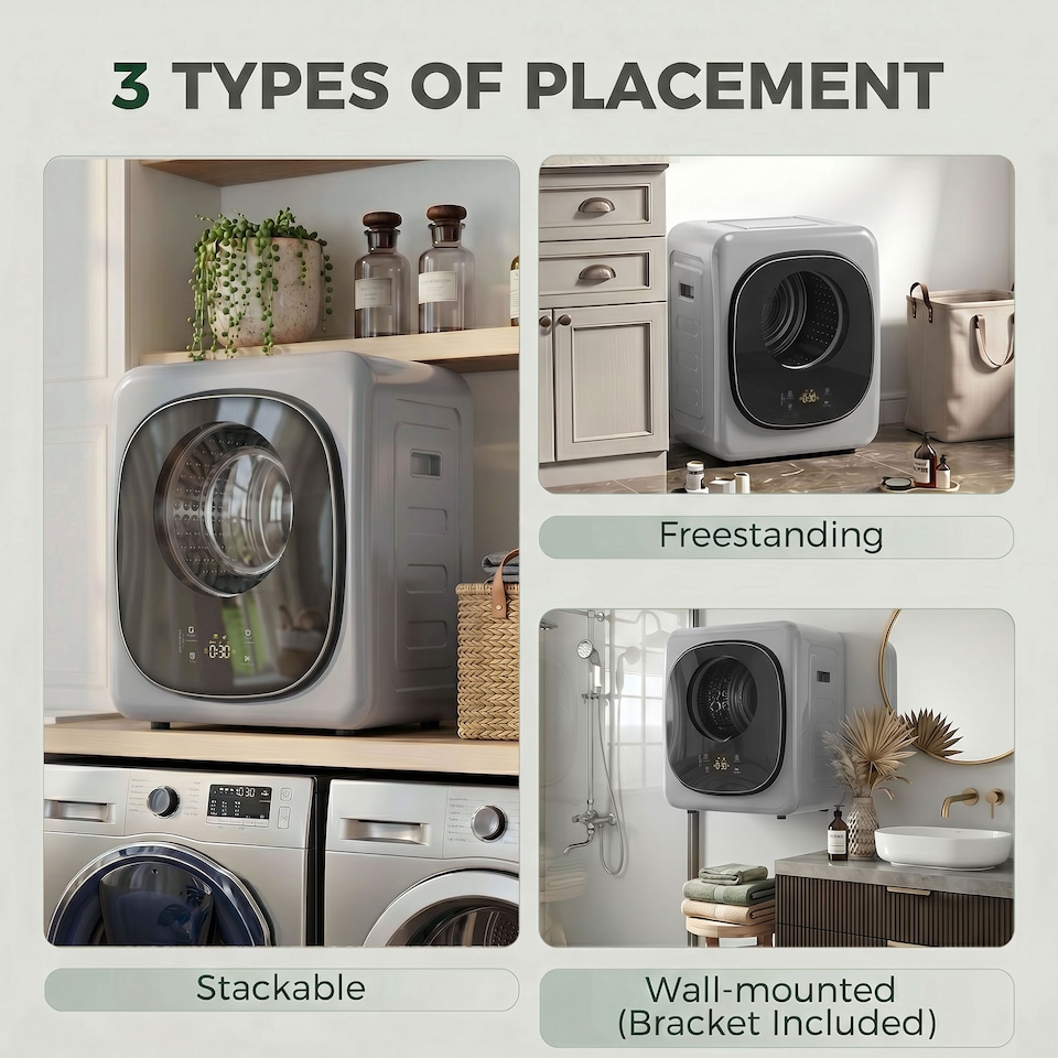 image 1 of HOMCOM Compact Dryer Machine with 5 Modes, 4kg Small Tumble Dryer, Silver
