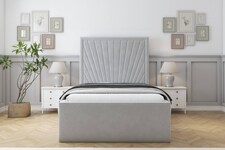 Sloomy Somerset Silver Plush Bed Frame With Mattress With 50" Upholstered Headboard 4'6 Double