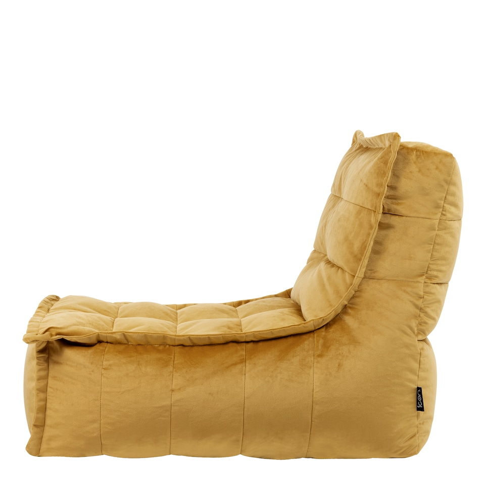 image 1 of Dolce Lounger Bean Bag Ochre Yellow Velvet Bean Bag Chair | Yellow | Ochre Yellow | XL | 1