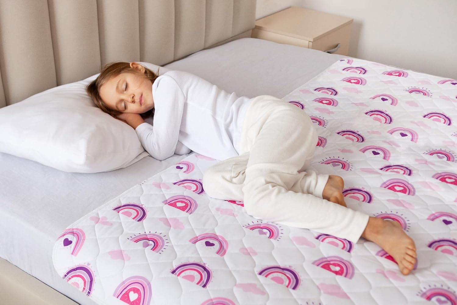 Lynmark 2 Fodere Letto Incontinenza Lavabili 135x85 Cm - Antiscivolo, Assorbono 2L, Bianche - 3