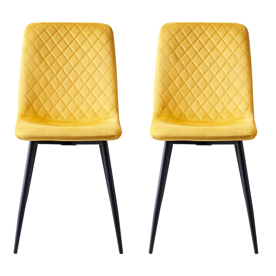 image 1 of Dining Chairs Velvet Fabric Lexi Set of 4 Yellow by MCC