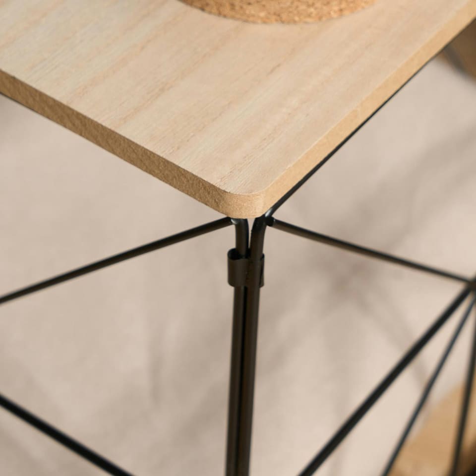 image 1 of OHS Large Square Cube Wired Basket Storage Home Side End Table - Natural