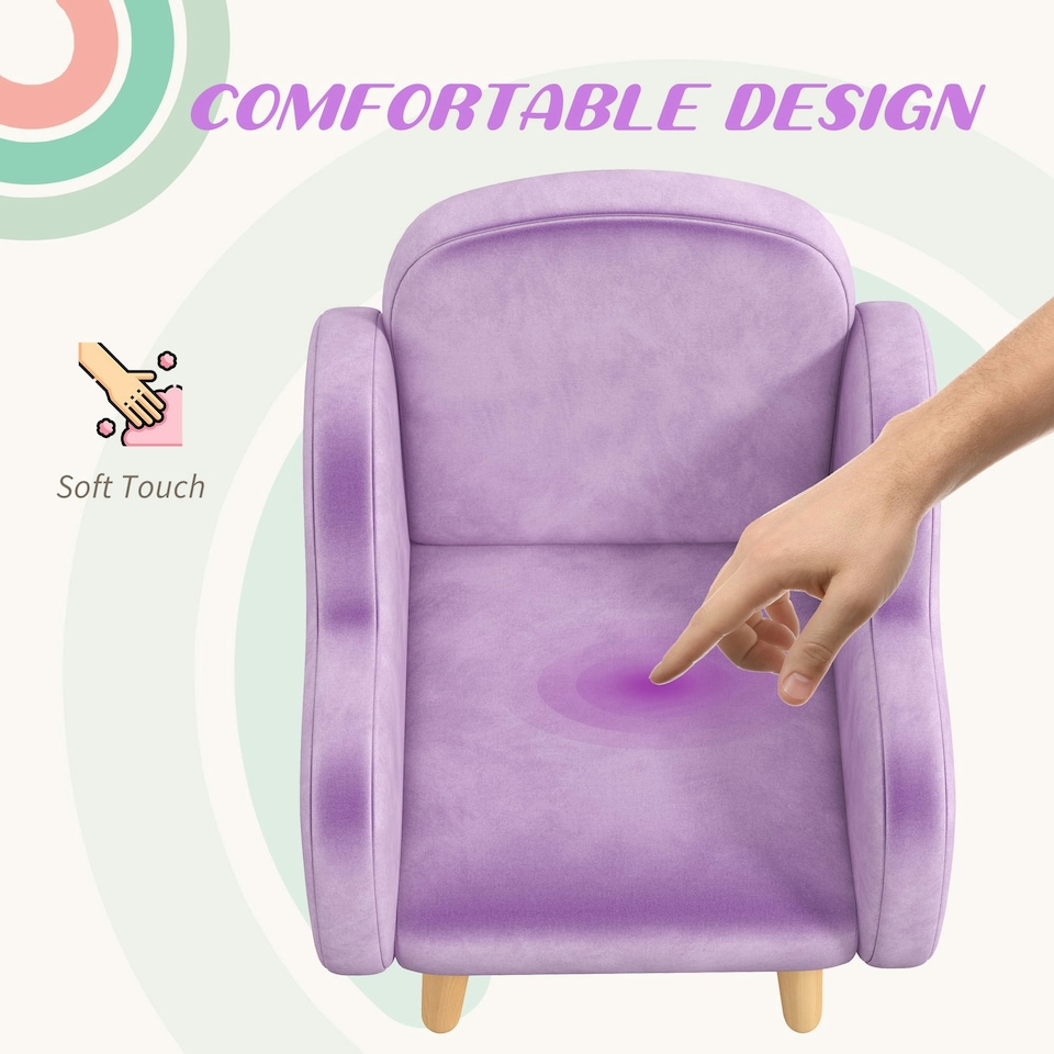 image 1 of ZONEKIZ Kids Armchair Toddler Sofa Chair Cloud-Shaped for 1.5-3 Years Purple