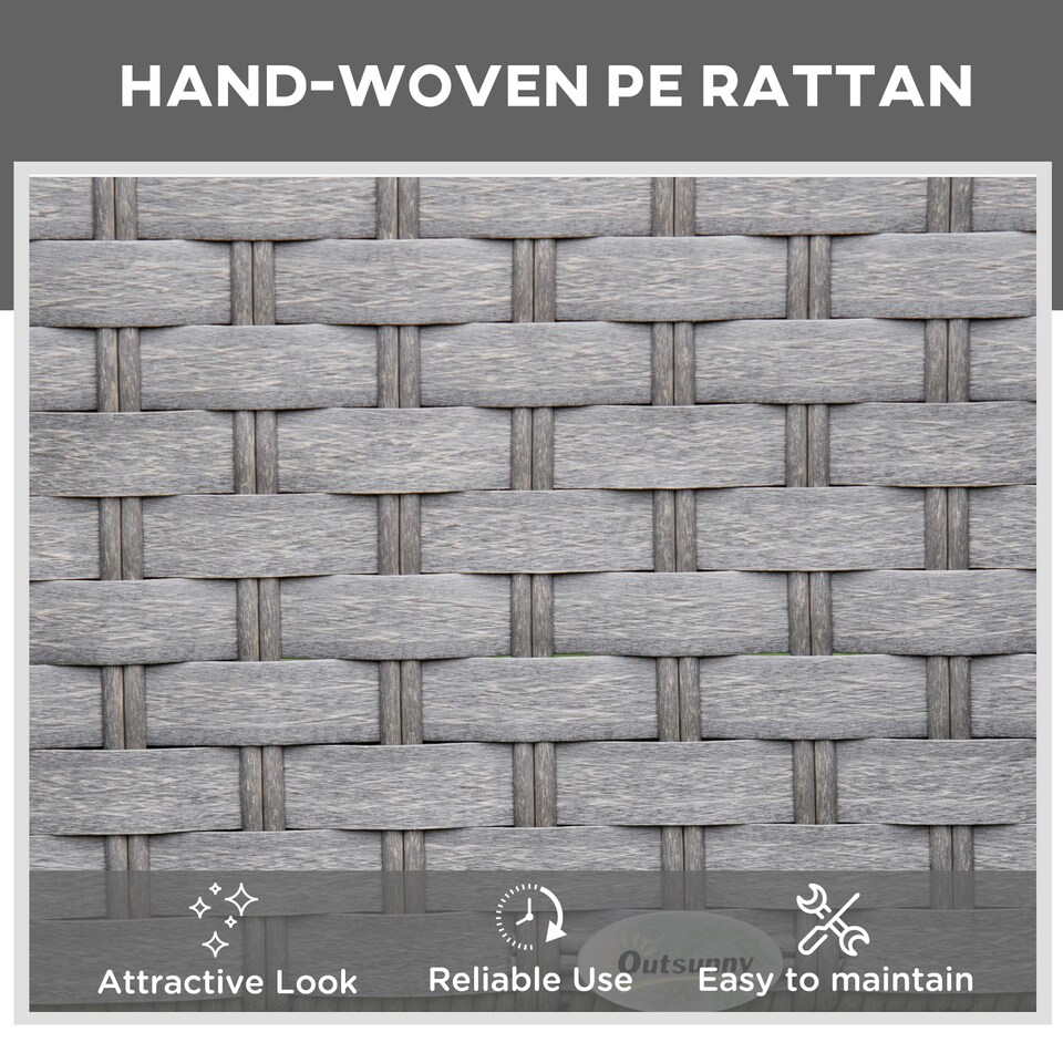 image 1 of Outsunny 3 Pieces Rattan Sun Lounger Set with Aluminium Frame, 5-Position Adjustable Reclining Garden Chairs and Glass Top Table, Wicker Garden Furniture Daybed with Cushions for Patio, Grey