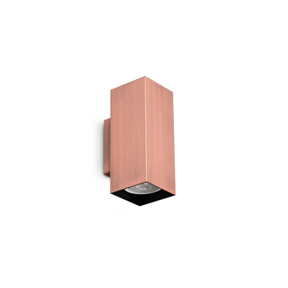 image 1 of Look 15cm Square Up & Down Wall Lamp Copper 2x GU10
