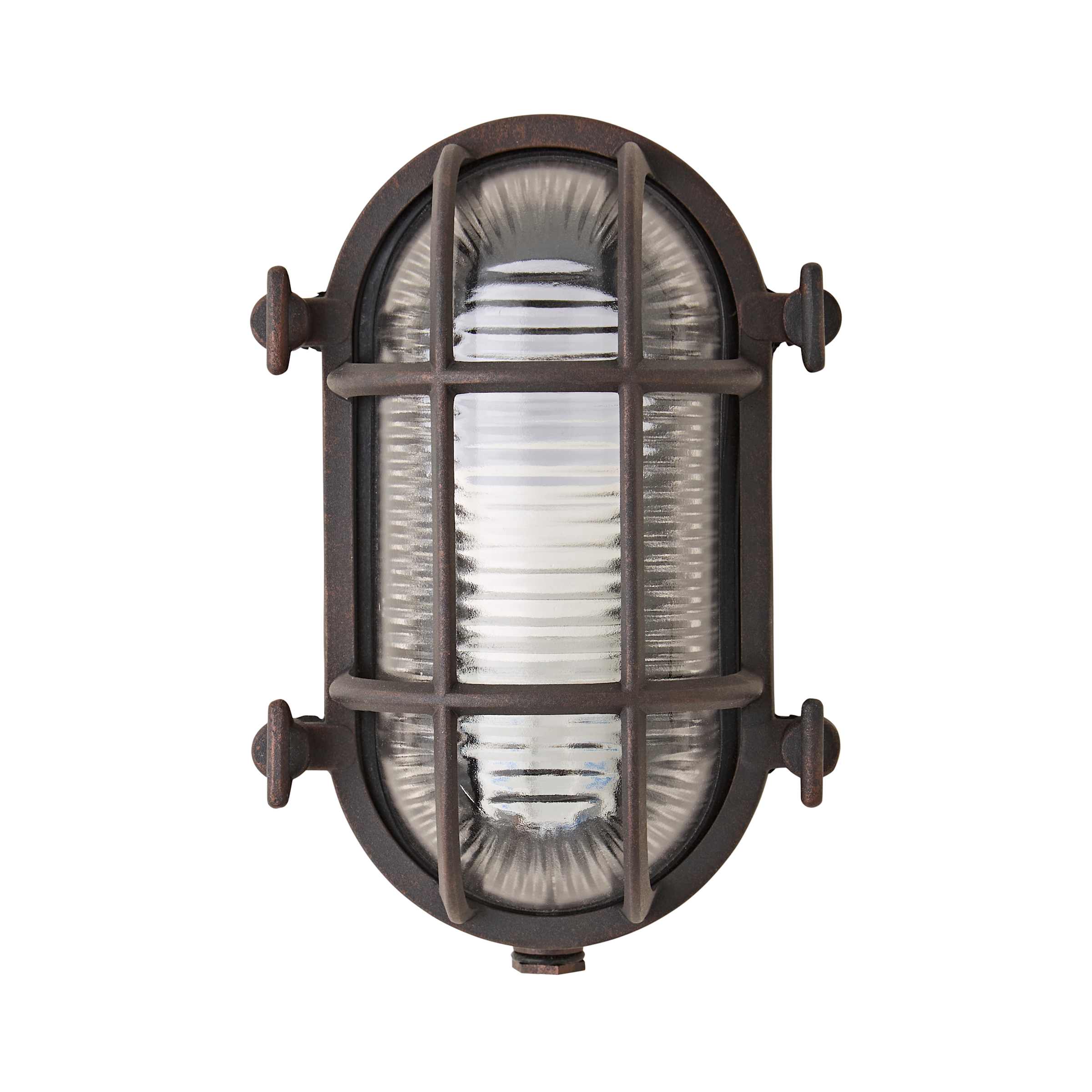 ValueLights Bow Oval Bulkhead IP64 Outdoor Garden Wall Light with Warm White Bulb in Bronze
