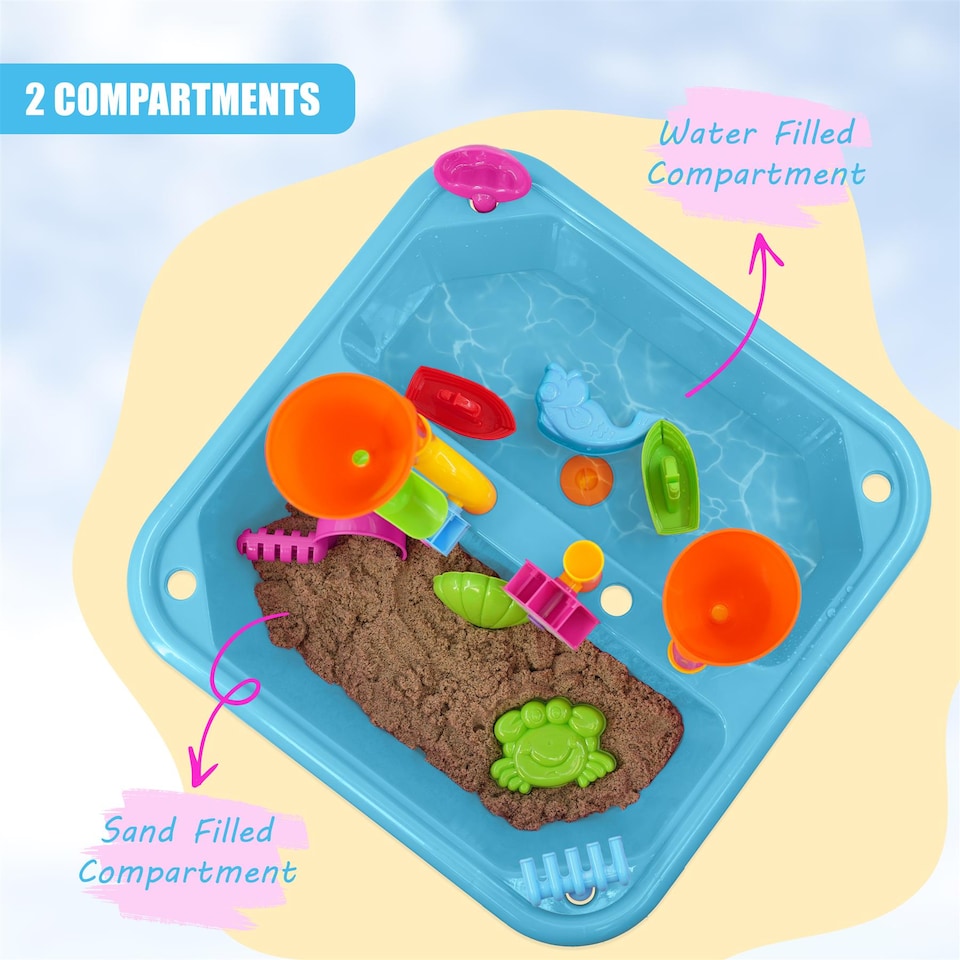 image 1 of The Magic Toy Shop Sand and Water Table 23 Piece Outdoor Play Equipment Blue