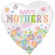 image 1 of Satin Happy Mother's Day Daisy Chain Heart Shape Foil Helium Balloon 46cm / 18 in White