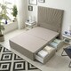 image 1 of Sunburst Divan Bed with 2 Drawers & 54'' Floor Standing Headboard Tweed Fabric | Brown | Coffee