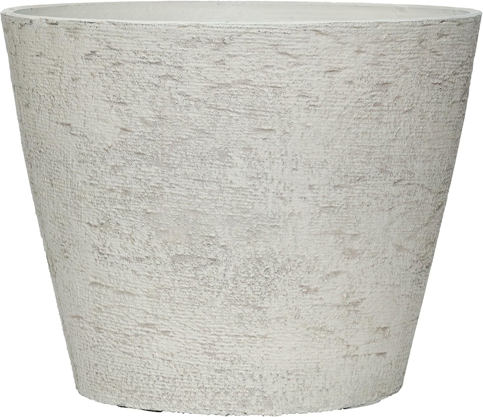image 1 of Lily White Stone Effect Planter for Garden Outdoors Weatherproof Plastic (x1)