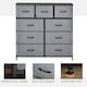 image 4 of HOMCOM 9 Drawers Storage Chest Dresser Organizer Unit w  Steel Frame, Wood Top, Easy Pull Fabric Bins, for Bedroom, Hallway, Entryway, Black & Grey