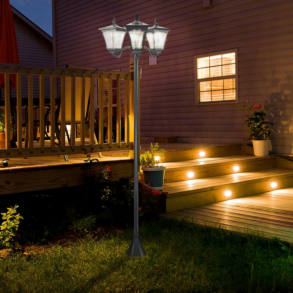 image 1 of Outsunny Outdoor Garden Solar Light with Base Energy-efficient IP44 Dimmable
