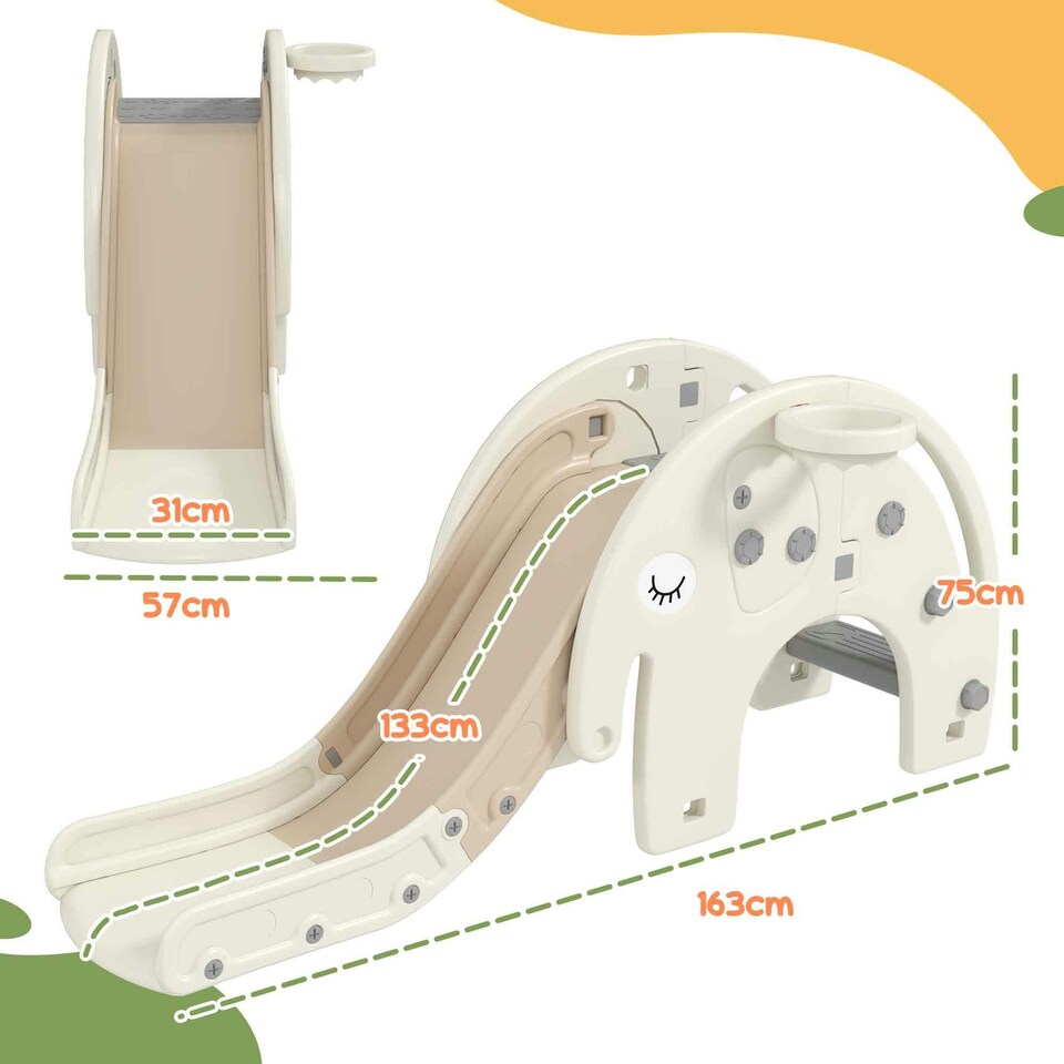 image 1 of AIYAPLAY 3 in 1 Kids Slide for 1-3 Years, Elephant-Themed Indoor Slide