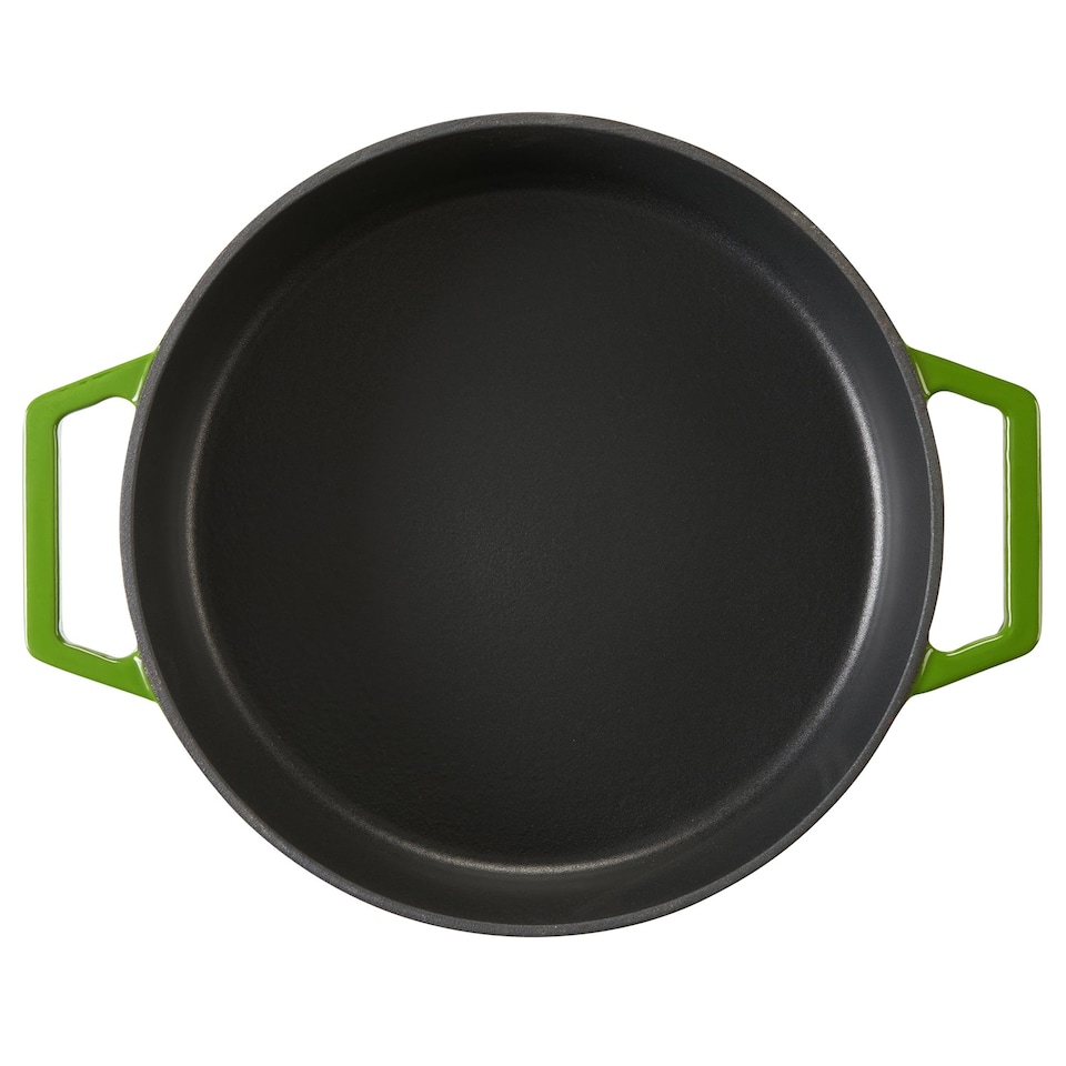 image 1 of Cooks Professional Cast Iron Casserole Dish 28cm - Ovenproof Pan with Lid | Green | Green