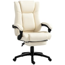 Vinsetto Executive Home Office Chair High Back Recliner, with Foot Rest, Cream