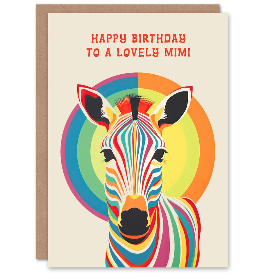image 1 of Lovely Mimi Rainbow Stripes Colourful Non Binary Birthday Card