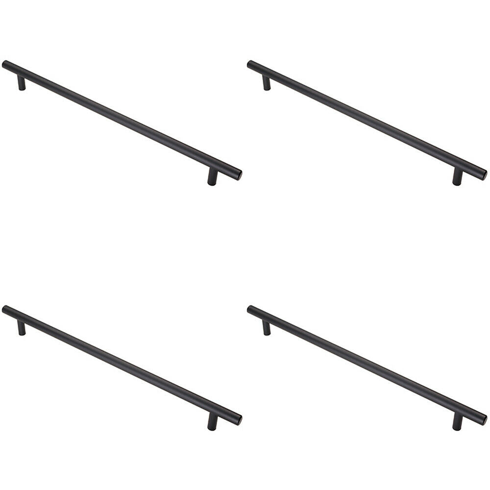 Loops 4x T Bar Cupboard Pull Handle 348 x 12mm 288mm Fixing Centres Matt Black