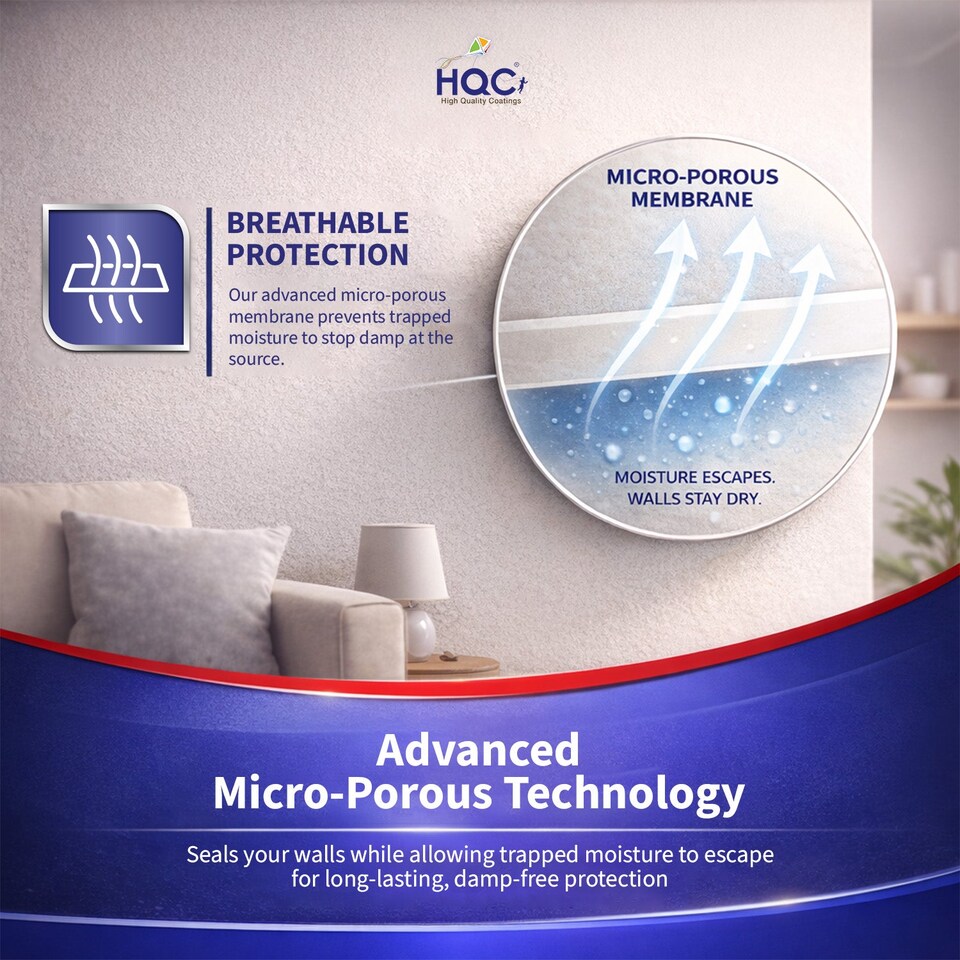 image 1 of HQC Anti Damp Paint - Damp Proof for Interior Walls & Ceilings - Light Grey - 2.5L