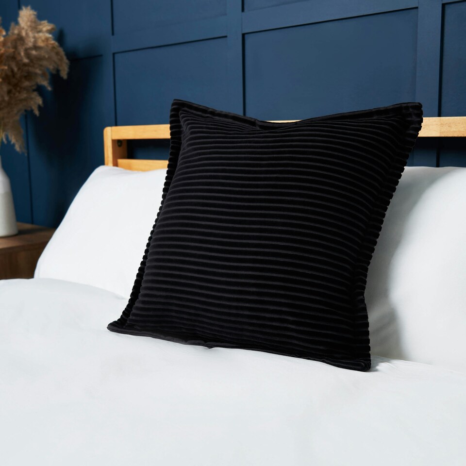 BHS Corduroy Cushion, Black Tesco Groceries