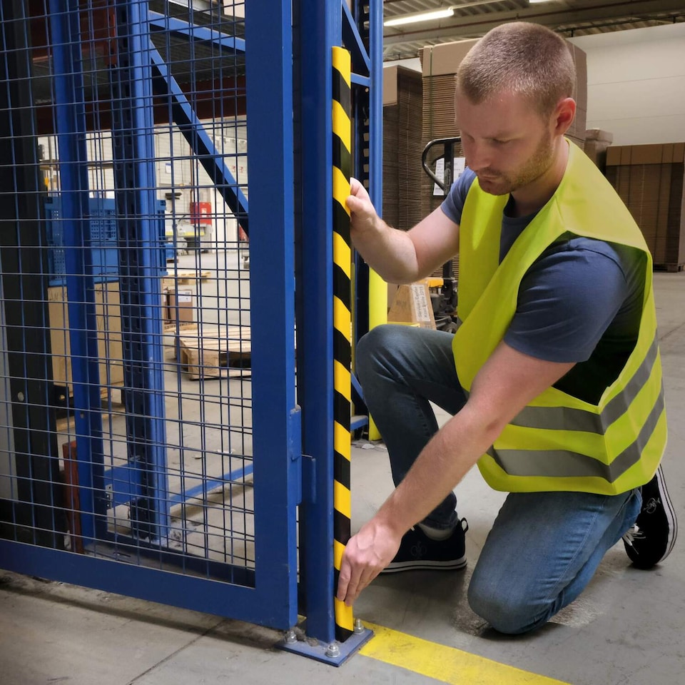 image 1 of Durable Adhesive Warning Corner Impact Protection Profiles C35 | 1 Metre