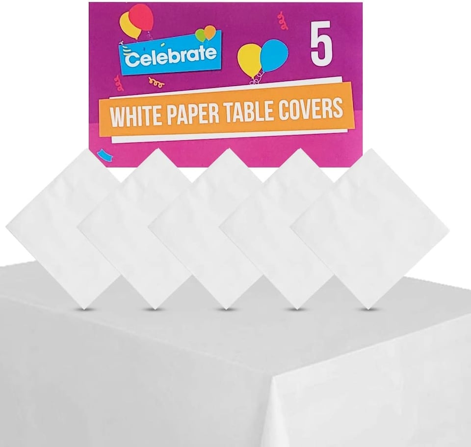 image 1 of SOL 5pk White Paper Table Covers 90x90cm Tablecloths for Parties | White