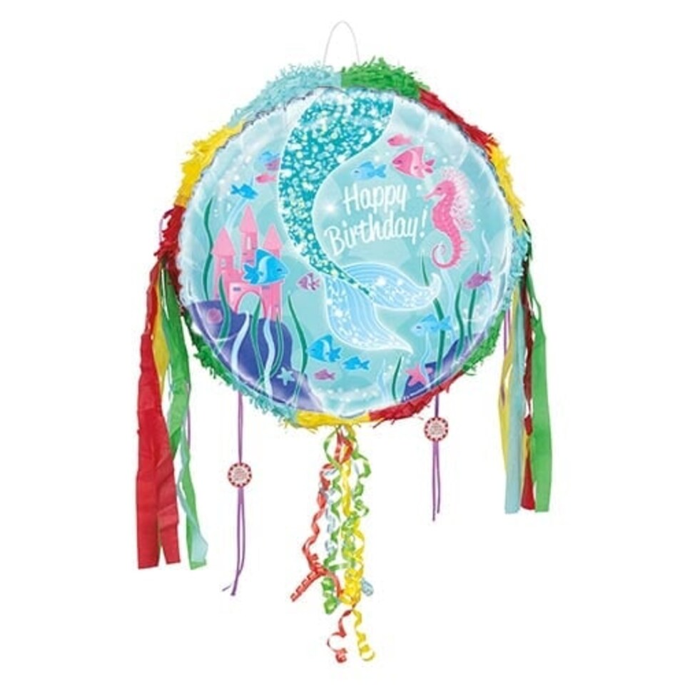 Mermaid Happy Birthday Pull String Pinata