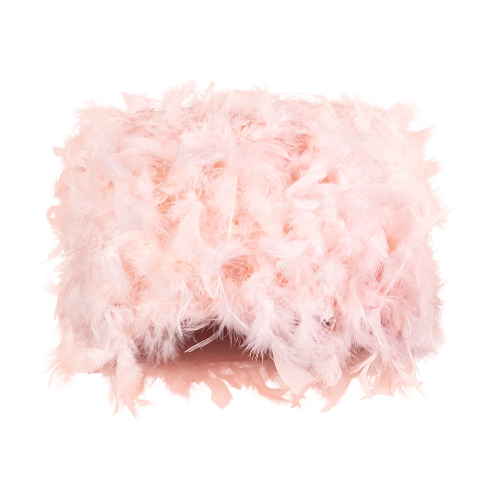 image 1 of Modern Designer Real Pink Feather Drum Lamp Shade with Inner Cotton Lining | Pink