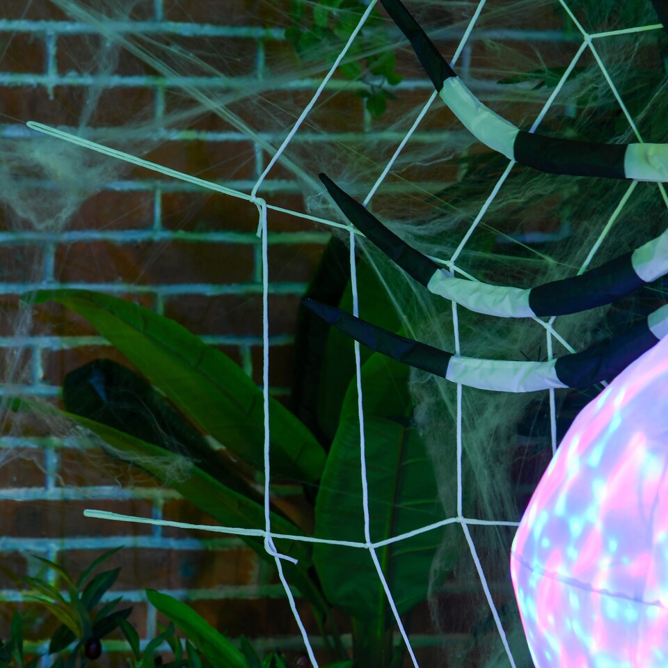 image 1 of HOMCOM 5FT Long Halloween Inflatable Spider, Hanging Giant Spider with Colourful LED Light, Blow-Up Outdoor LED Garden Display for Lawn, Party