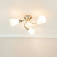 ValueLights Kristina 3 Way Silver Metal Flush Ceiling Light with Frosted White Shades and LED Bulbs