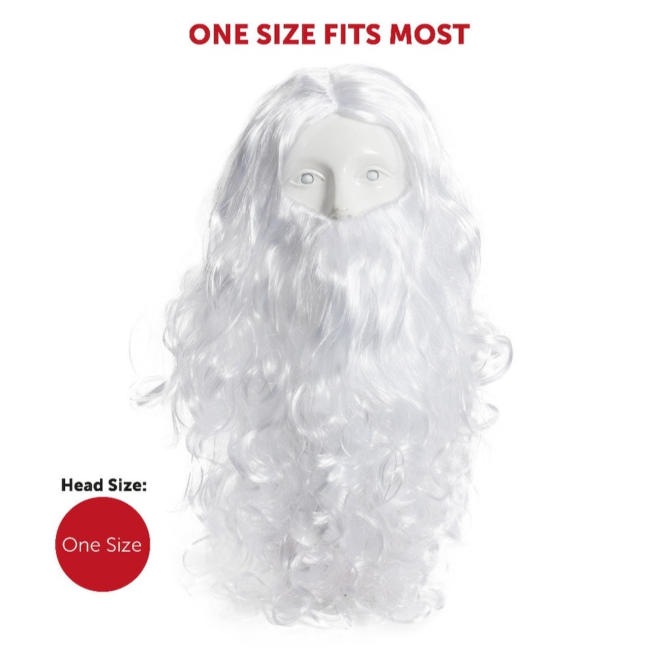 image 1 of Pack of 3 Santa Claus Wig & Beard White | One Size