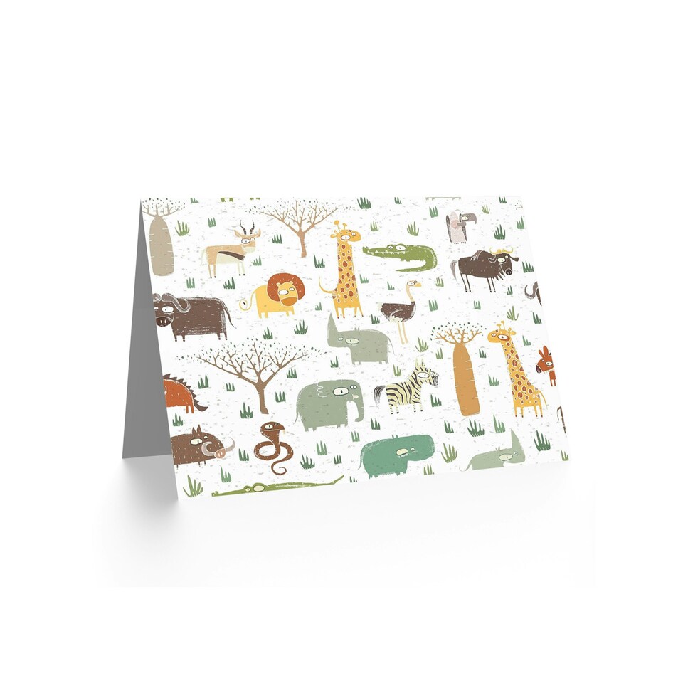 image 1 of Abstract African Animals Collage Art Blank Just to Say Card