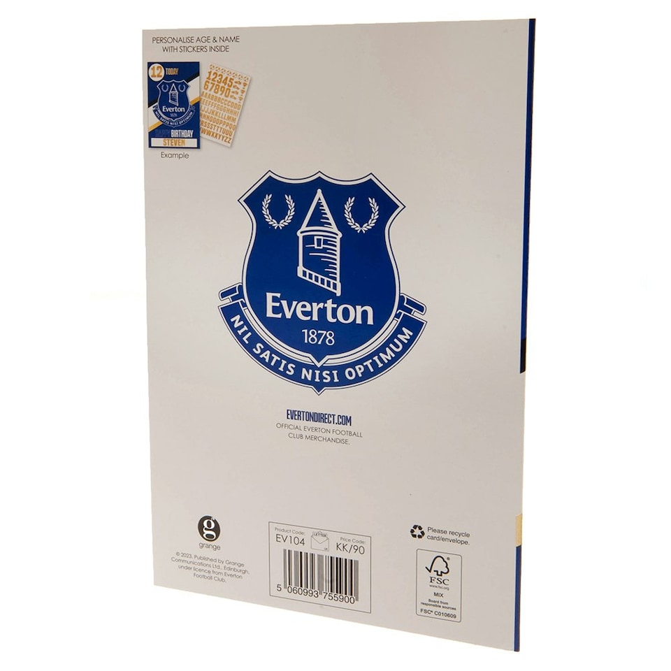 image 1 of Everton FC Birthday Card With Stickers - Blue/White/Gold - One Size