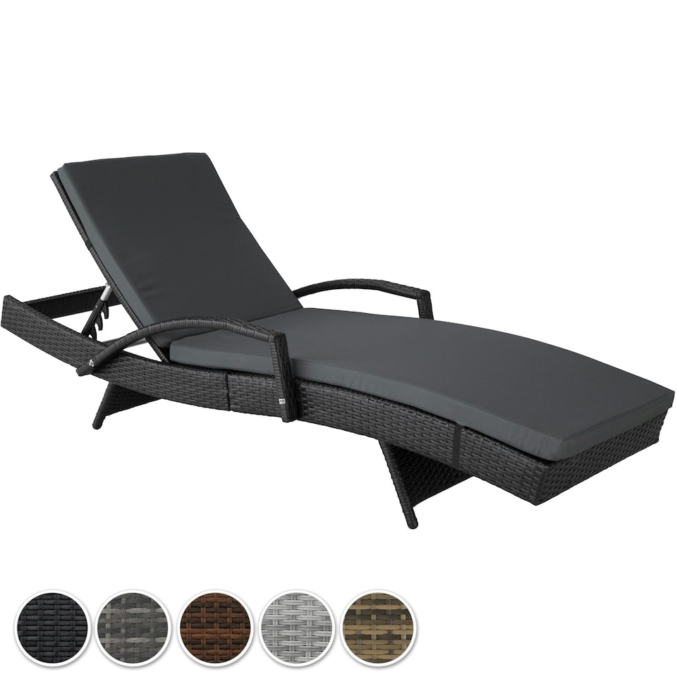 image 1 of Sun Lounger Oceane - with aluminum frame, 5-step adjustable backrest, UV-resistant Black