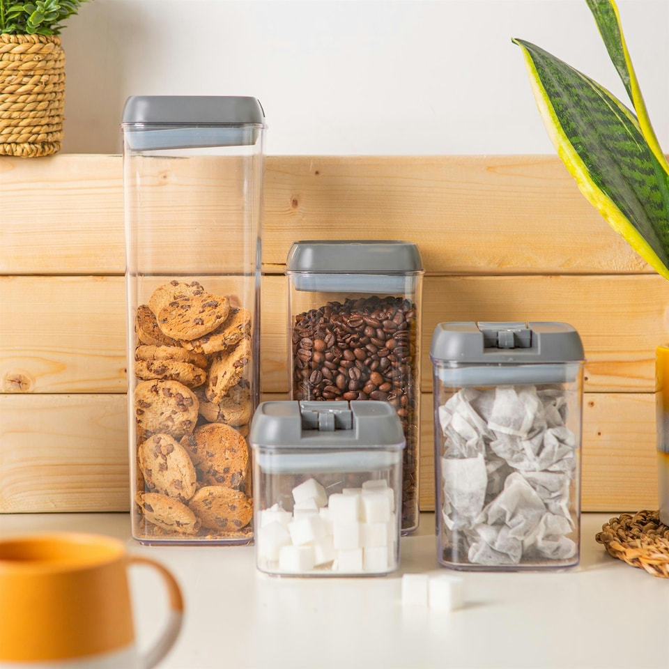 image 1 of Argon Tableware 7 Piece Flip Lock Plastic Food Storage Containers Set - Grey