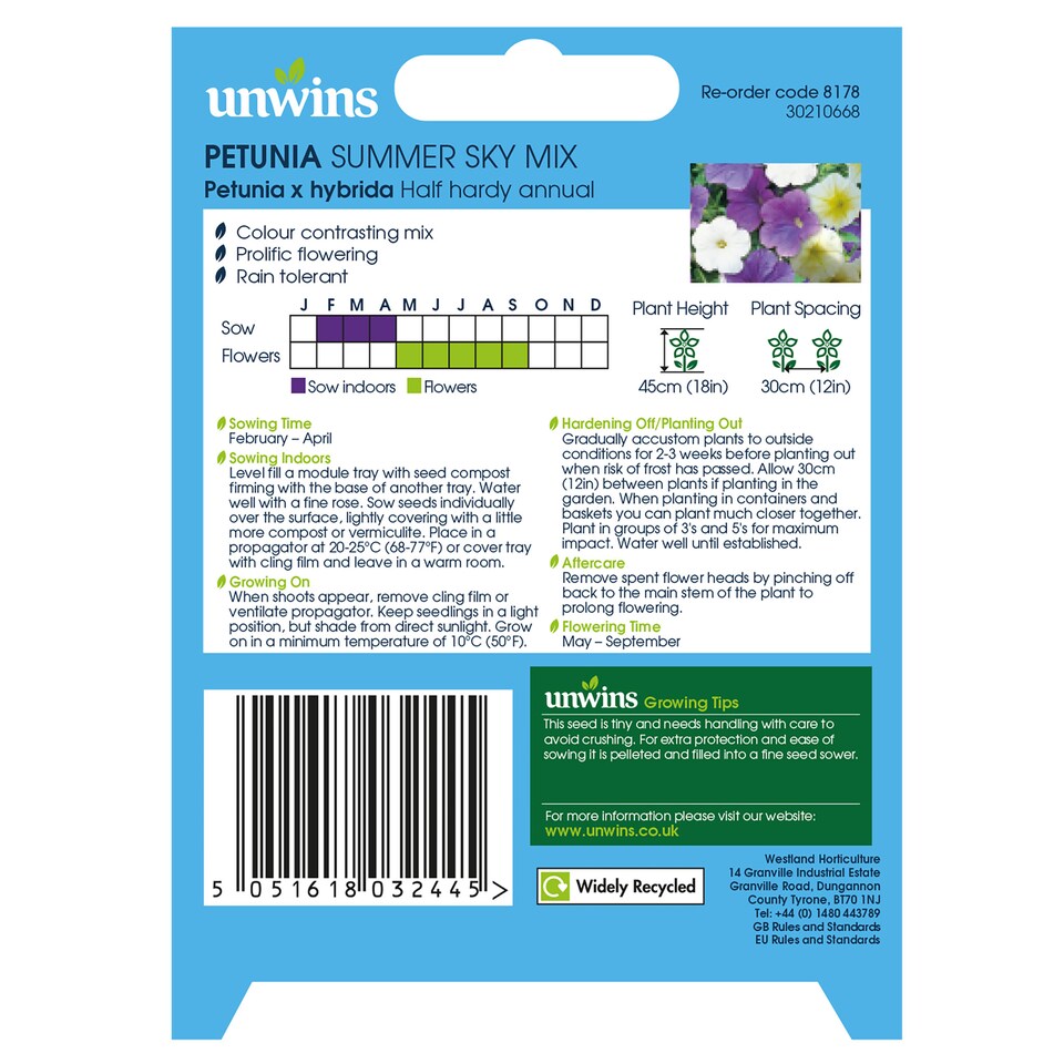 image 1 of Petunia Summer Sky Mix | Multi | Mixed | Flower Seeds | 1