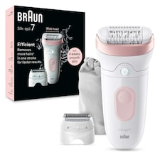Braun Silk-épil 7,  Epilator For Easy Hair Removal, Lasting Smooth Skin, 7-030, White/Flamingo