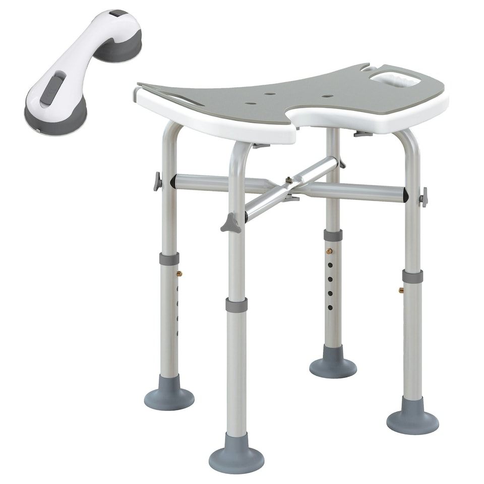 image 1 of HOMCOM Aluminium Shower Stool for Elderly Disabled Bath Stool Grey