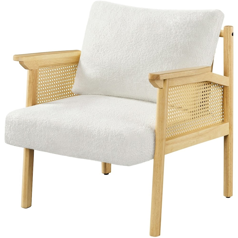 image 1 of Yaheetech Boucle Accent Chair with Seat Cushion and Back Pillow White