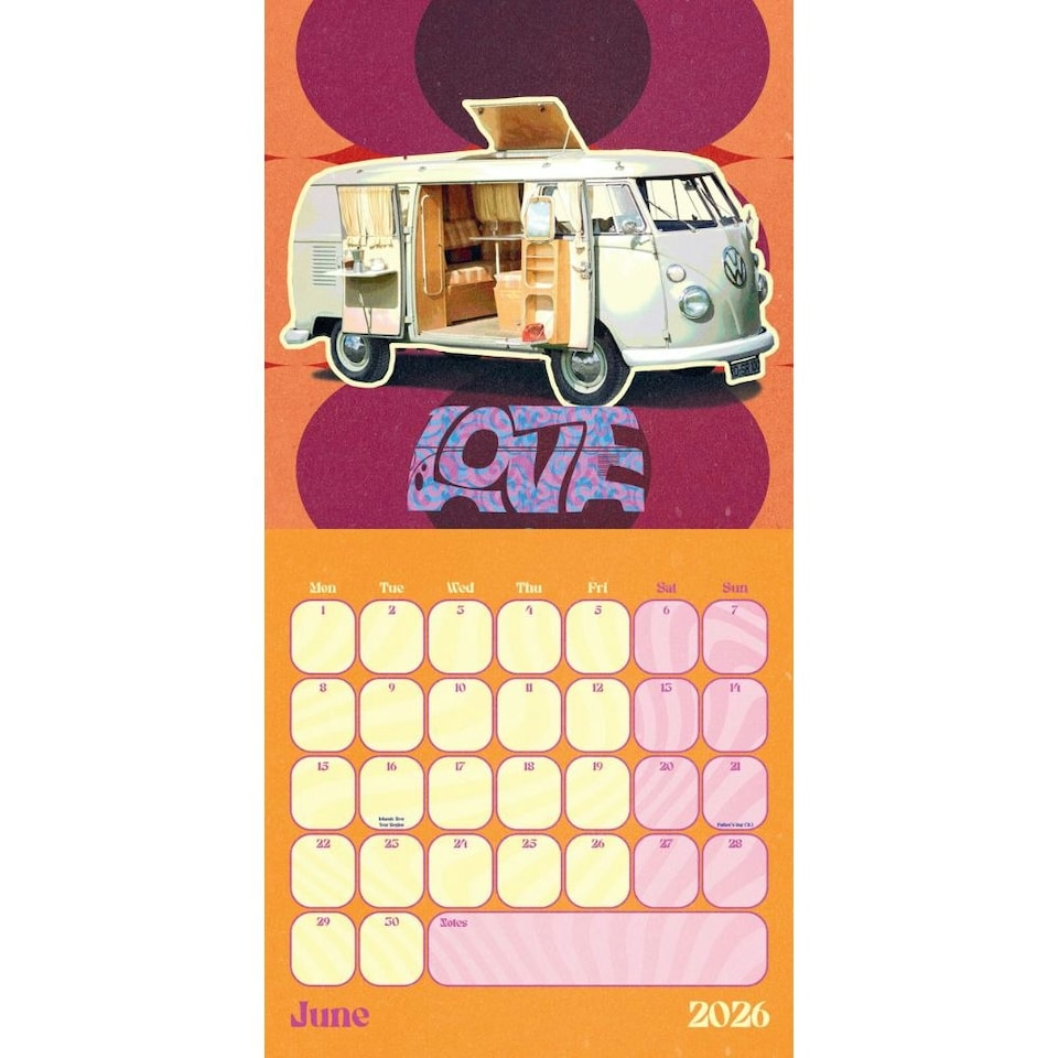 image 1 of VW CAMPERVAN 2026 SQUARE CALENDAR
