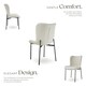 image 3 of Dining Chair Tessa - ergonomic high backrest, slim steel legs, soft fabric - per piece White | Woven Fabric Off-White/Black