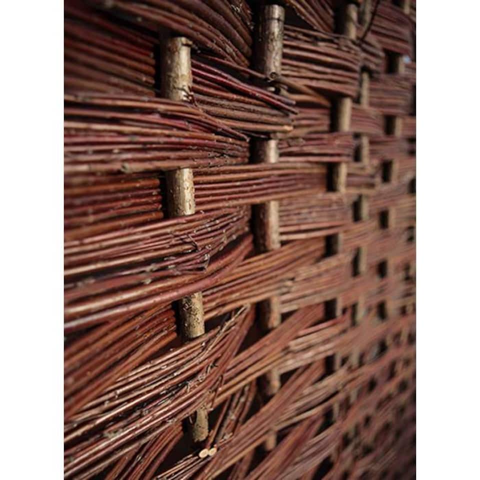 image 1 of Willow Hurdle Fence Panel Bunch Weave Coppiced Handwoven Fencing 6ft x 6ft | Brown | Brown