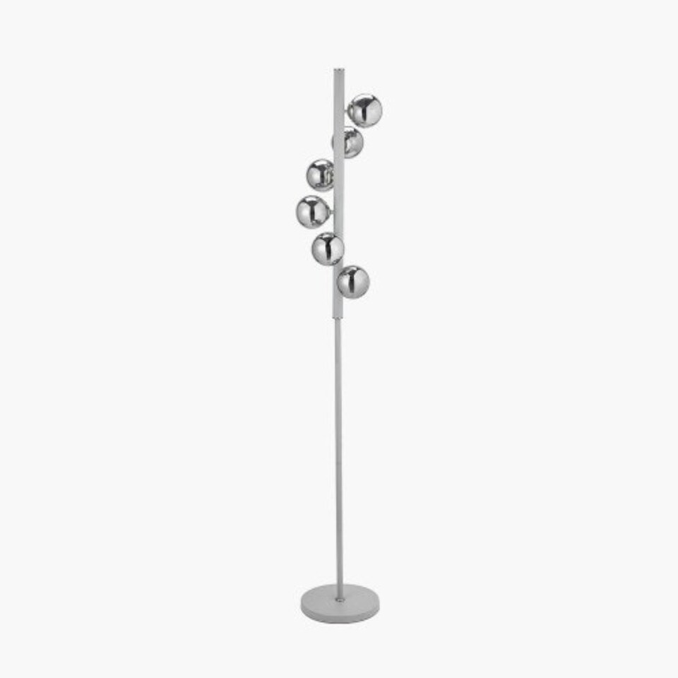 image 1 of Glass Ball and Grey Metal Floor Lamp For Living Room