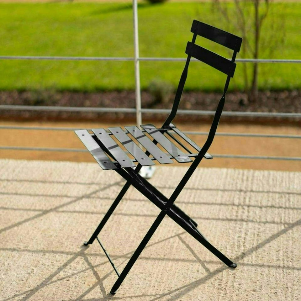 image 1 of Hectare 2 Seater Folding Powder Coated Metal Garden Dining Bistro Set Black