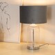 image 3 of ValueLights Jessy Glass Chrome Table Lamp Grey Velvet Chrome Inner Shade & Bulb | Clear