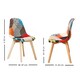 image 6 of Single Patchwork Multi Colors Fabric Dining Chair with Wooden Legs, Mid-Century Modern Accent Chair Multi